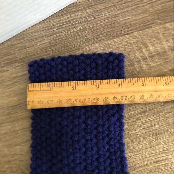 Hand Knit Blue Knot Headband with Button - Picture 7 of 8